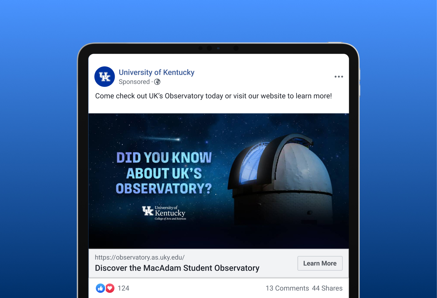 UK Observatory Awareness Facebook Post Mockup